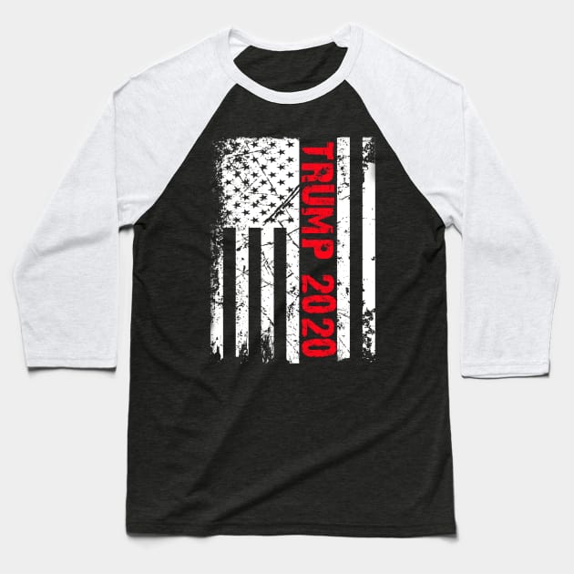 Trump 2020 American Flag Baseball T-Shirt by Barnard